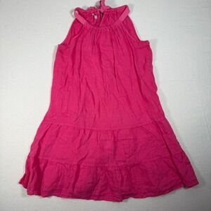 Bellambra Made in Italy Pink Linen Dress Sleeveless Tiered‎ Summer Casual